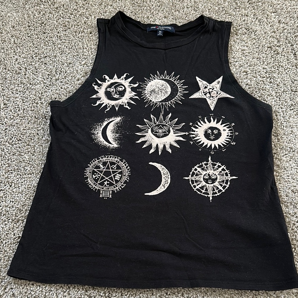 Black Graphic Tank Top